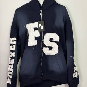 FS Navy Hoodie with White Patches